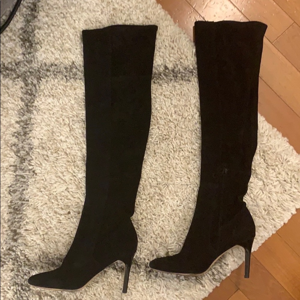 Cole Haan Marina Over the Knee Black Suede Boots